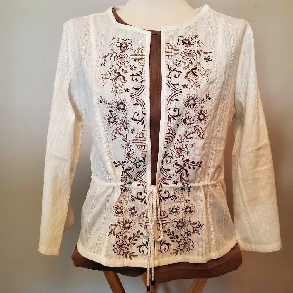 NWT! Christopher & Banks brown and cream tank and overshirt set- size XL
